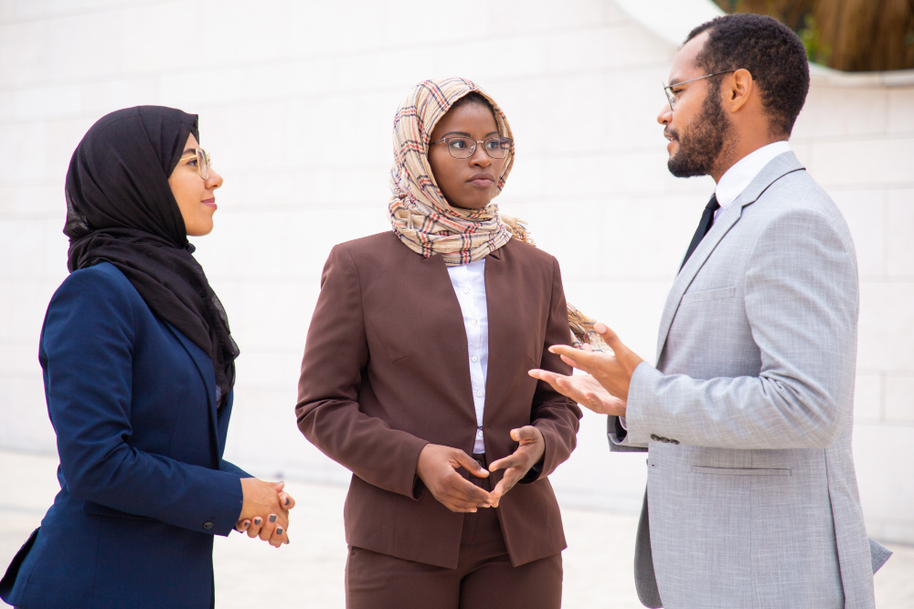 diverse-business-group-discussing-project-outside